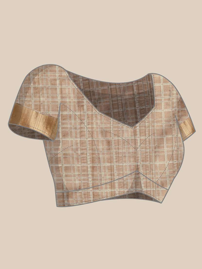 Brown Silk Printed Saree With Blouse - 20947836 -  Standard Image - 3
