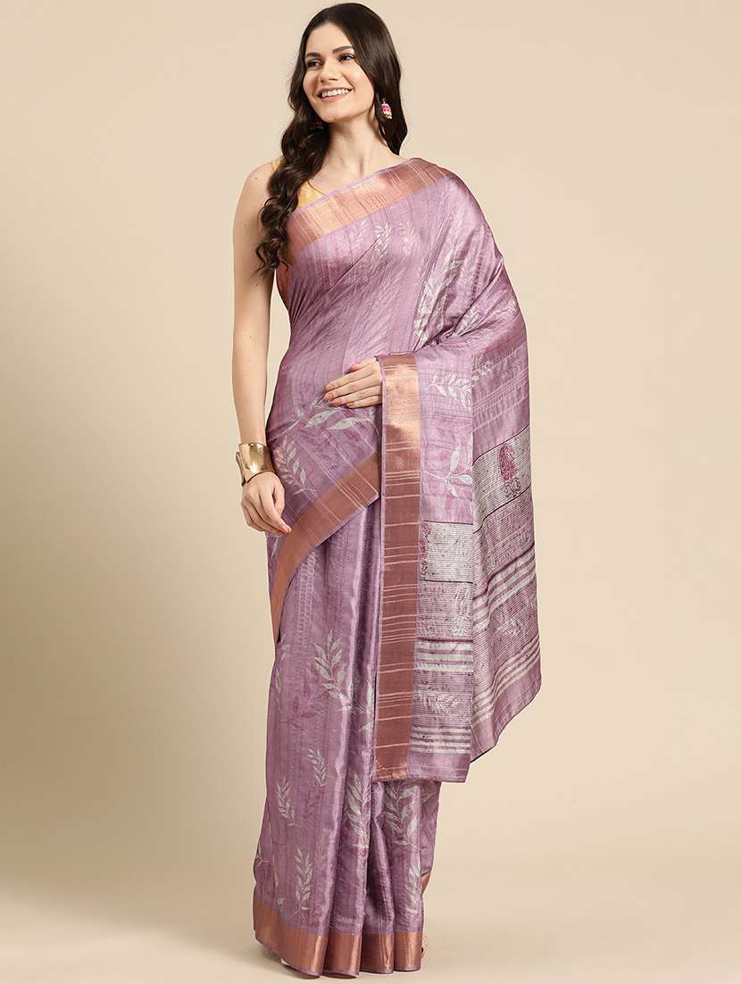 lavender silk printed saree - 20947837 -  Zoom Image - 0
