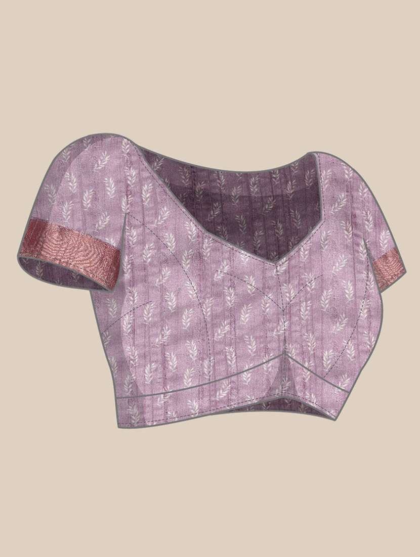lavender silk printed saree - 20947837 - Standard Image - 3