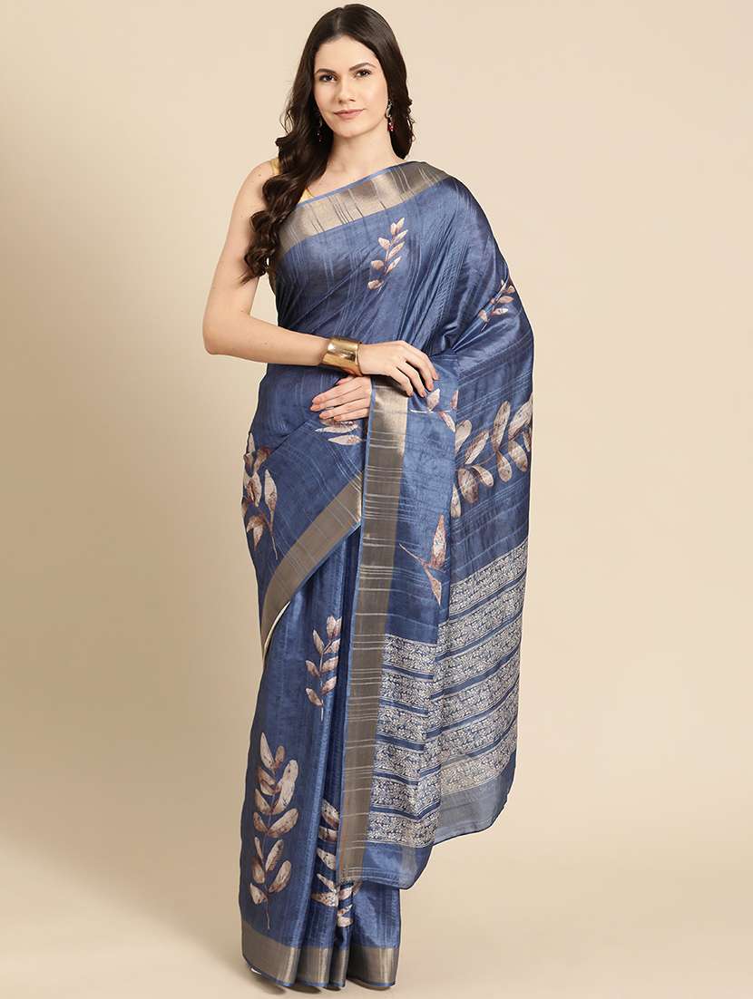 blue silk printed saree - 20947843 - Zoom Image - 0