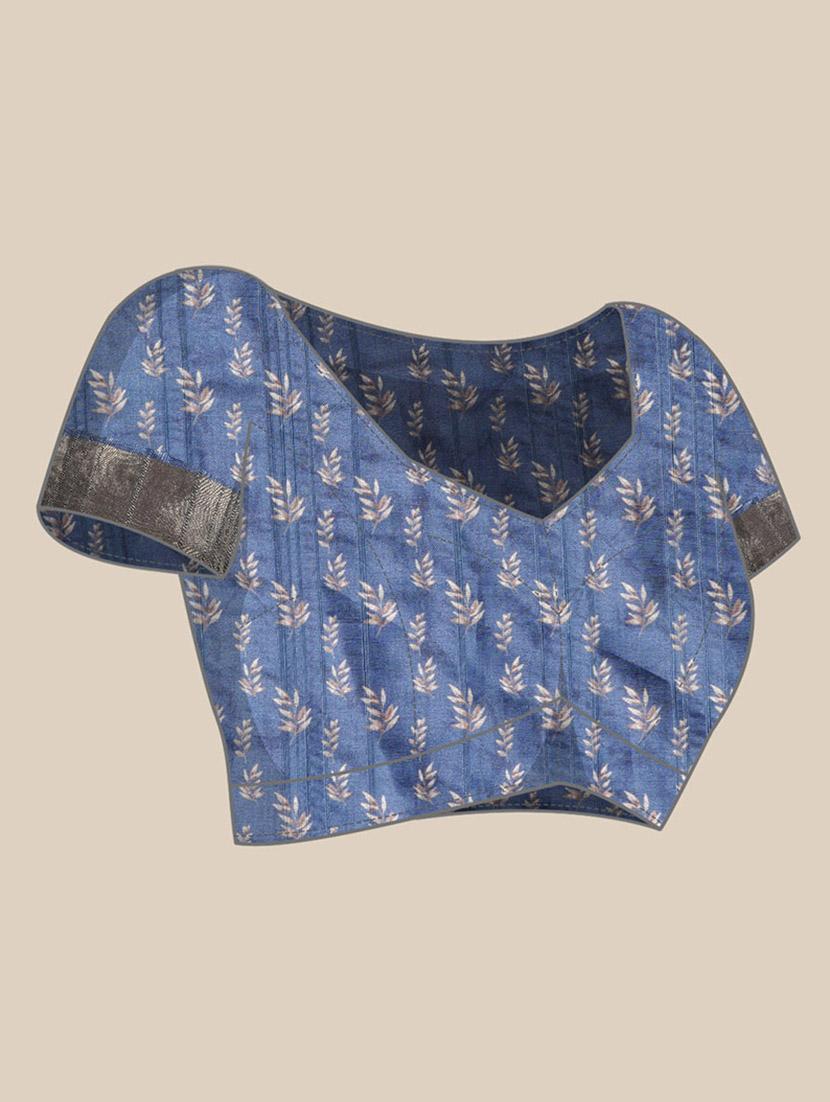 blue silk printed saree - 20947843 - Standard Image - 3
