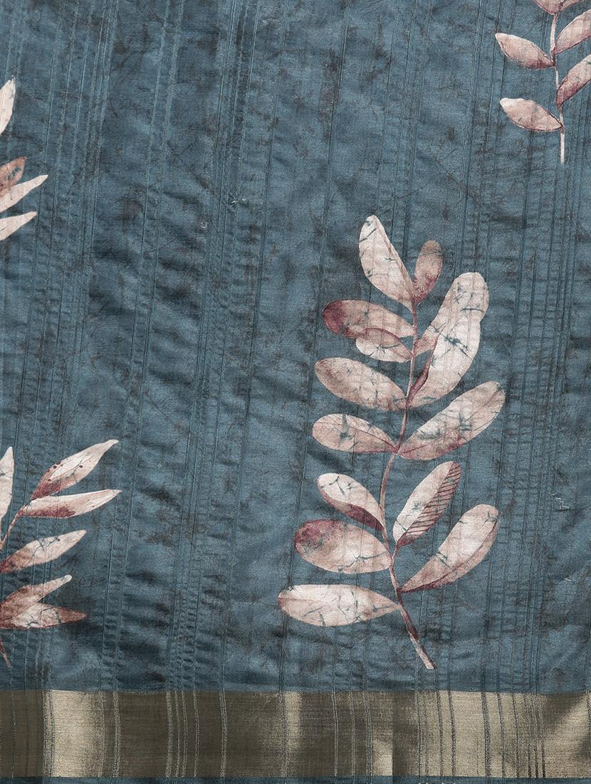 teal silk printed saree - 20947844 - Standard Image - 5