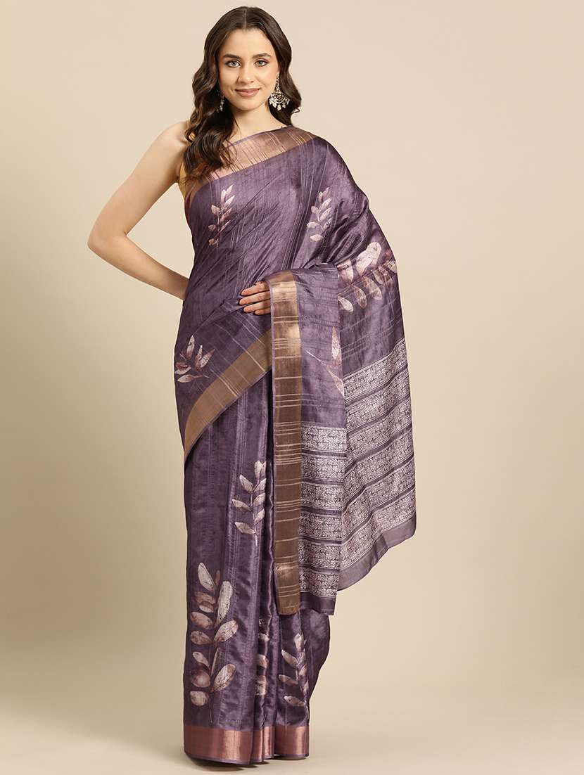 lavender silk printed saree - 20947847 - Zoom Image - 0