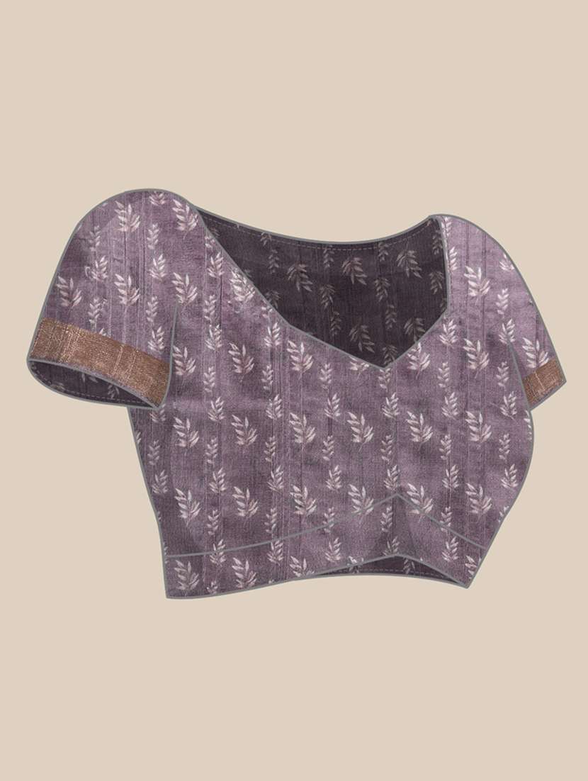 lavender silk printed saree - 20947847 - Standard Image - 3