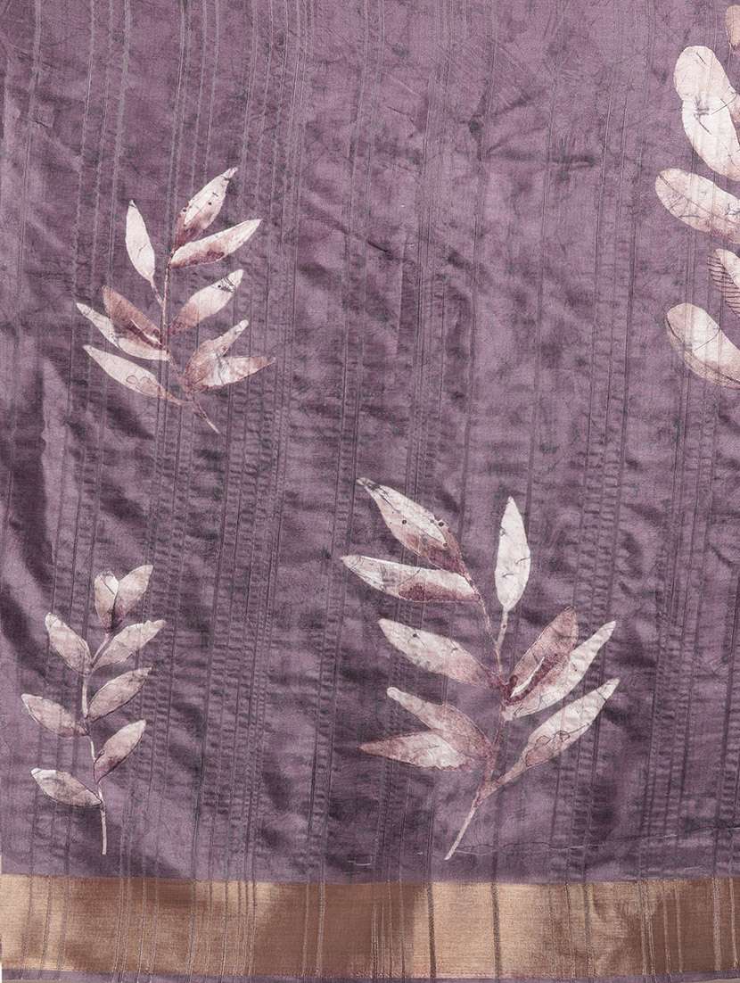 lavender silk printed saree - 20947847 - Standard Image - 5