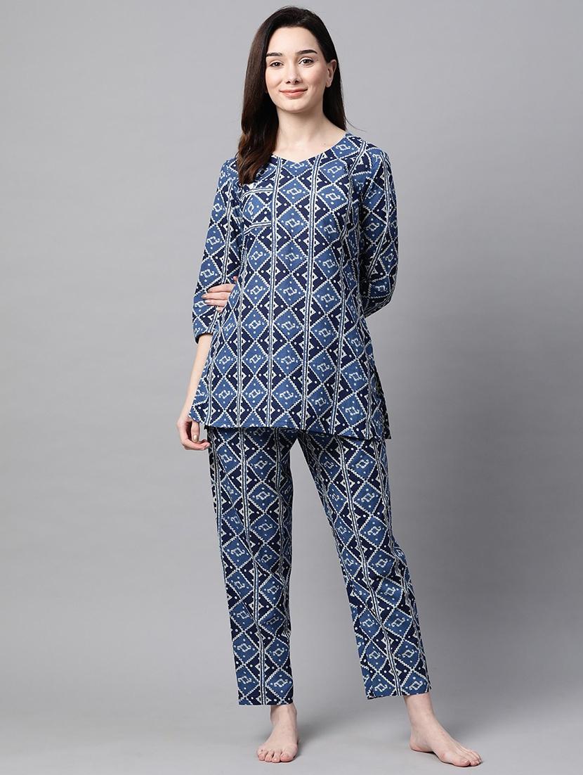 women blue geometric printed co-ord set - 20947987 -  Zoom Image - 0