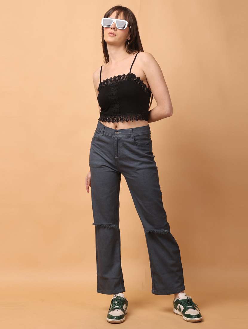 women plain slash knee jeans - 20948270 -  Standard Image - 3