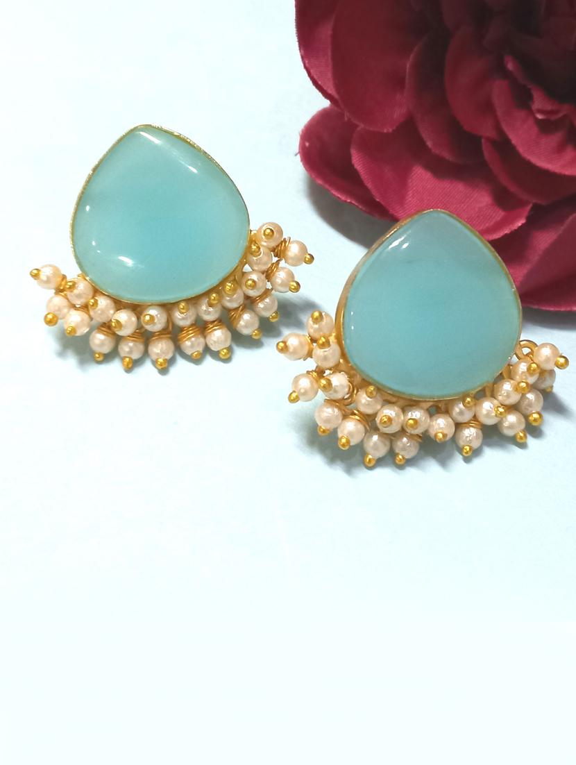 blue alloy studs earrings - 20948287 -  Zoom Image - 0