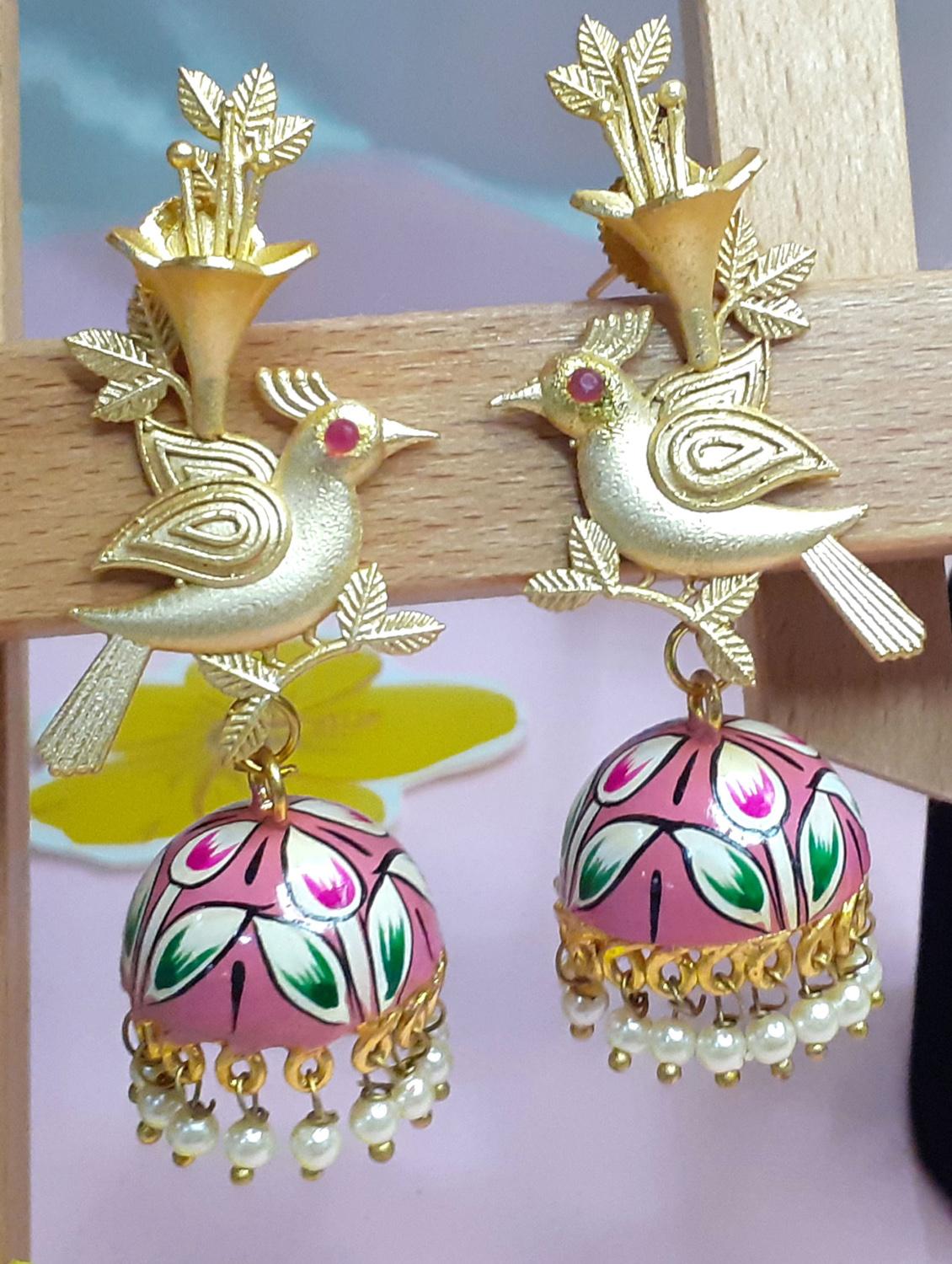 gold plated jhumka earrings - 20948295 -  Zoom Image - 0