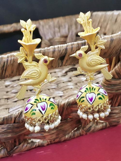 gold plated jhumka earrings - 20948300 -  Standard Image - 0