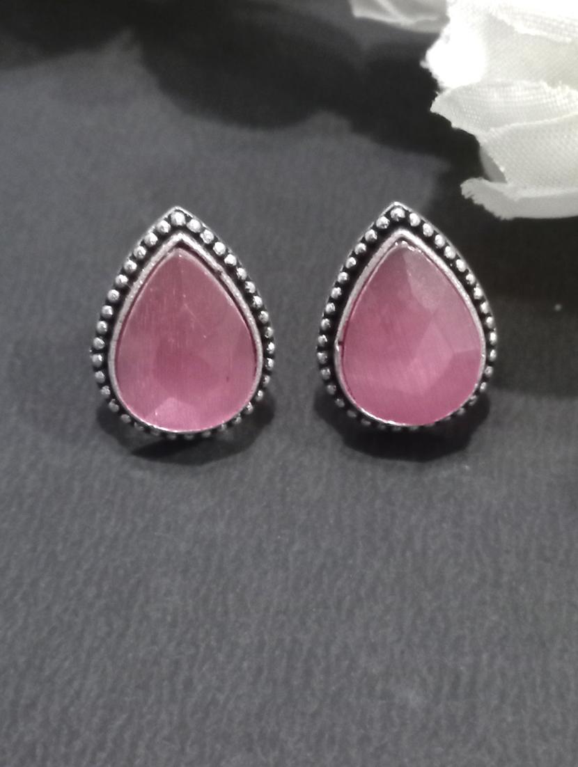 pink alloy studs earrings - 20948305 -  Zoom Image - 0