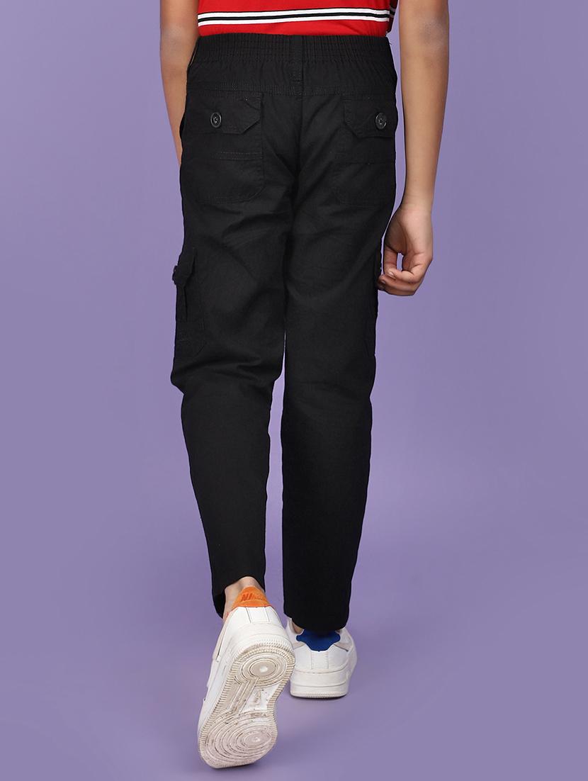 boys solid black cargo trouser - 20948401 - Standard Image - 3