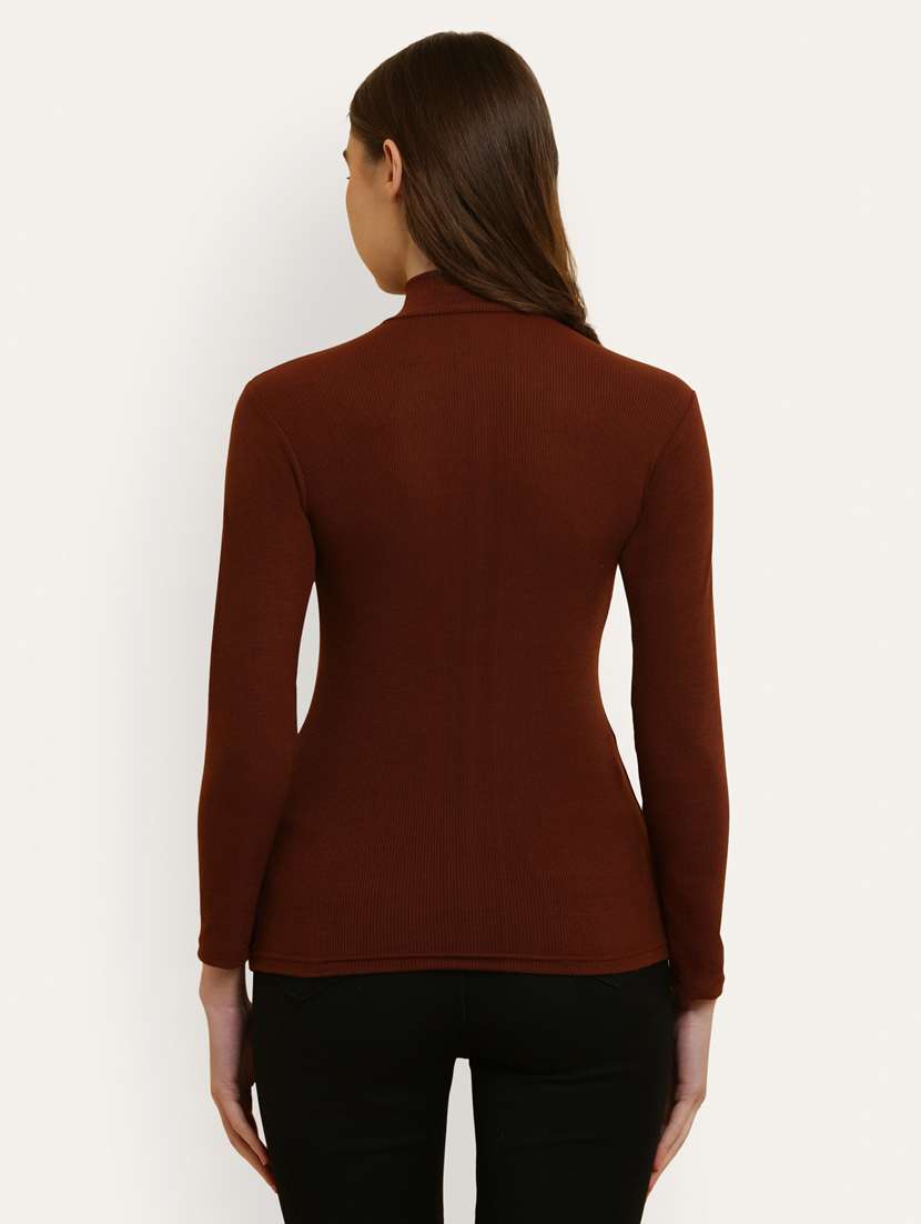 Brown Cotton Plain Top - 20948447 -  Standard Image - 3