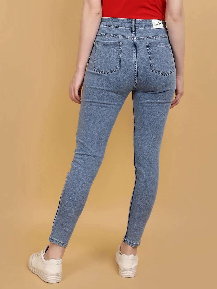women solid light blue skinny fit jeans - 20948525 -  Standard Image - 3