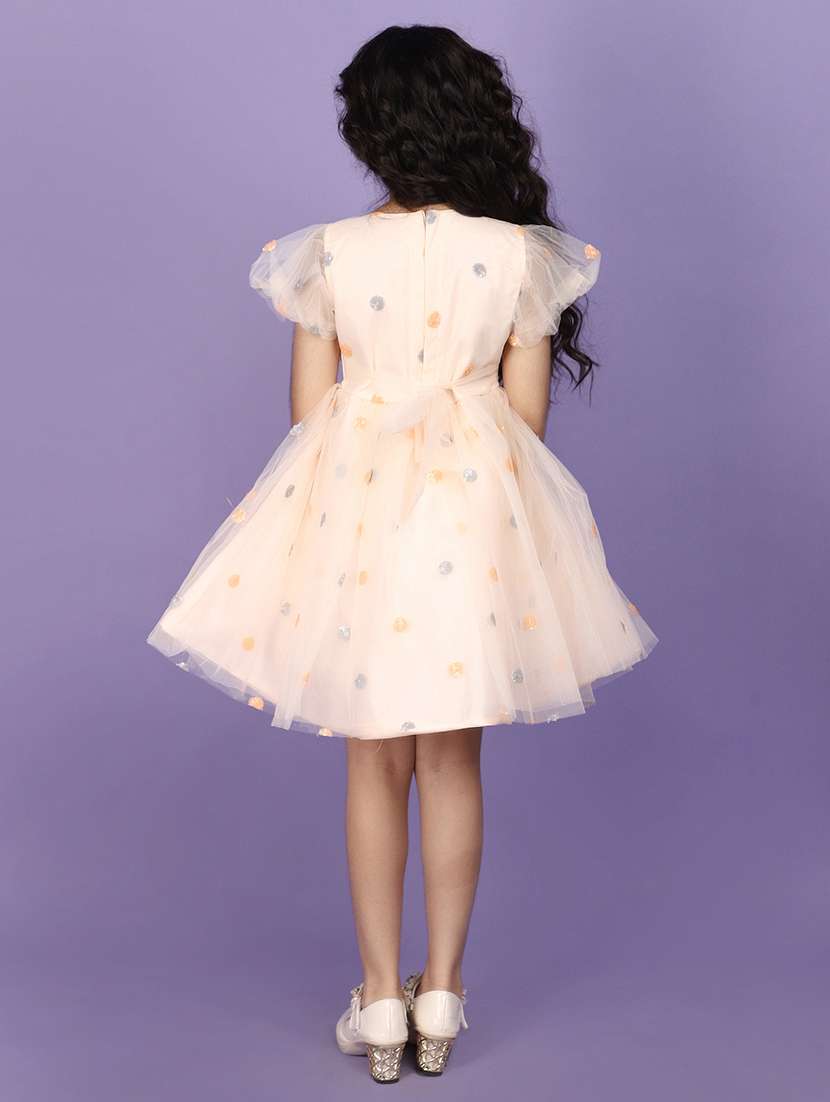 girls peach sequins detailed frock - 20948533 -  Standard Image - 3