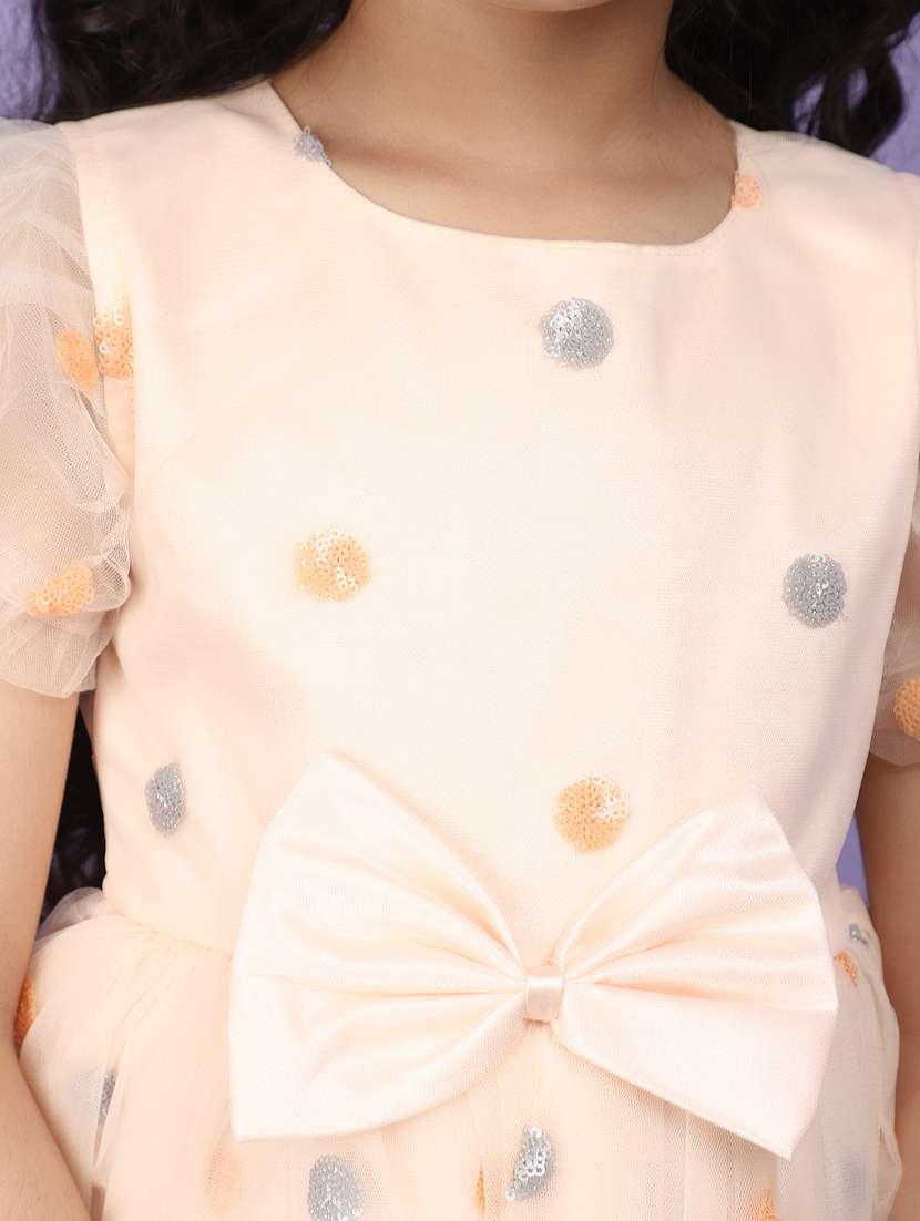 girls peach sequins detailed frock - 20948533 -  Standard Image - 5