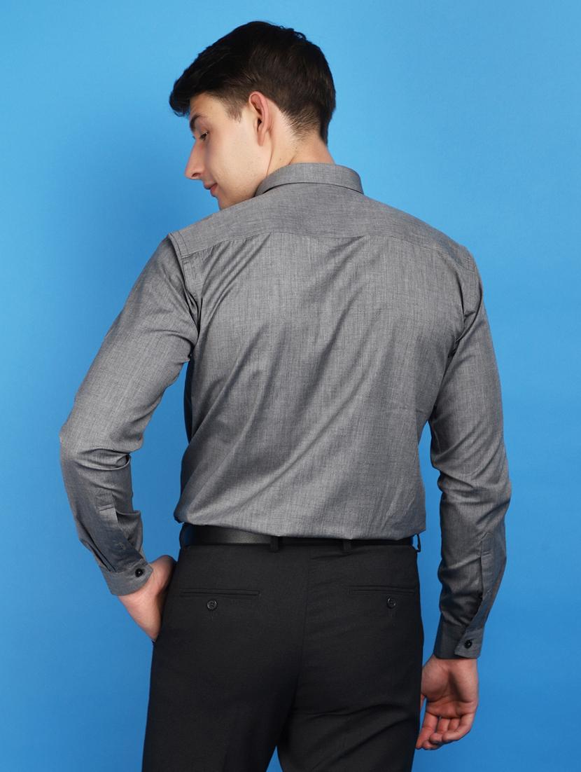 men grey regular fit collared formal shirt - 20948606 - Standard Image - 3