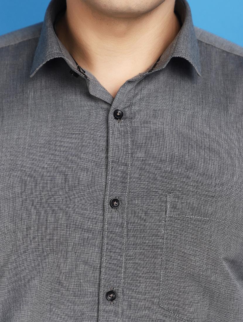 men grey regular fit collared formal shirt - 20948606 - Standard Image - 5