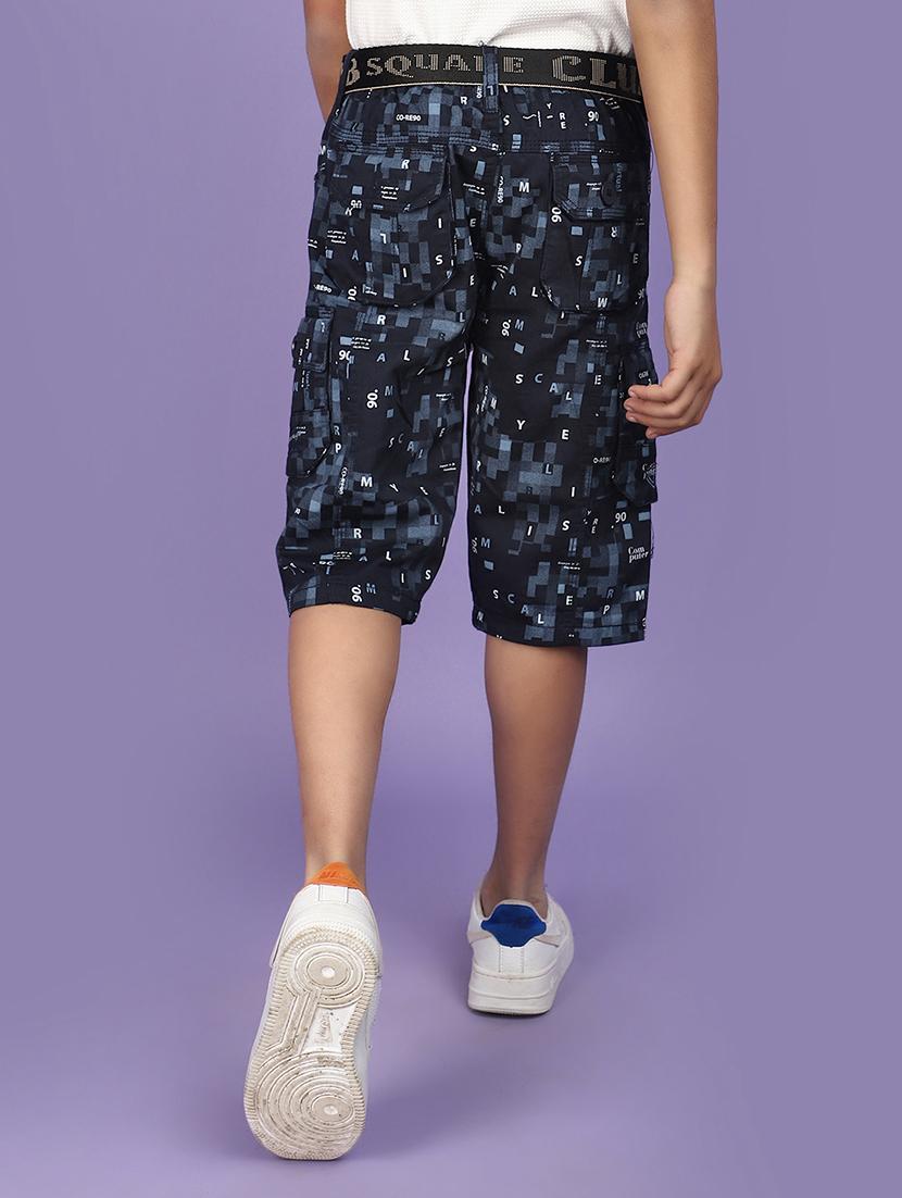 boys navy blue printed three fourth shorts - 20948639 - Standard Image - 3