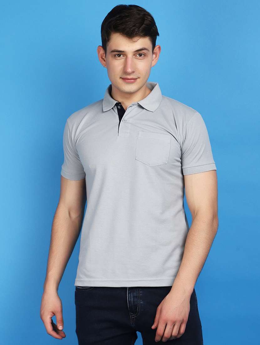 men polo neck solid t-shirt