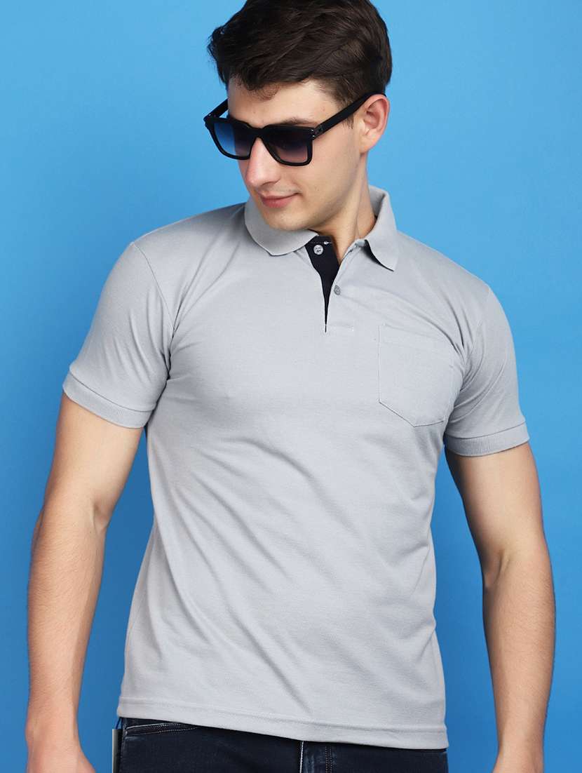 men polo neck solid t-shirt - 20948720 -  Standard Image - 3