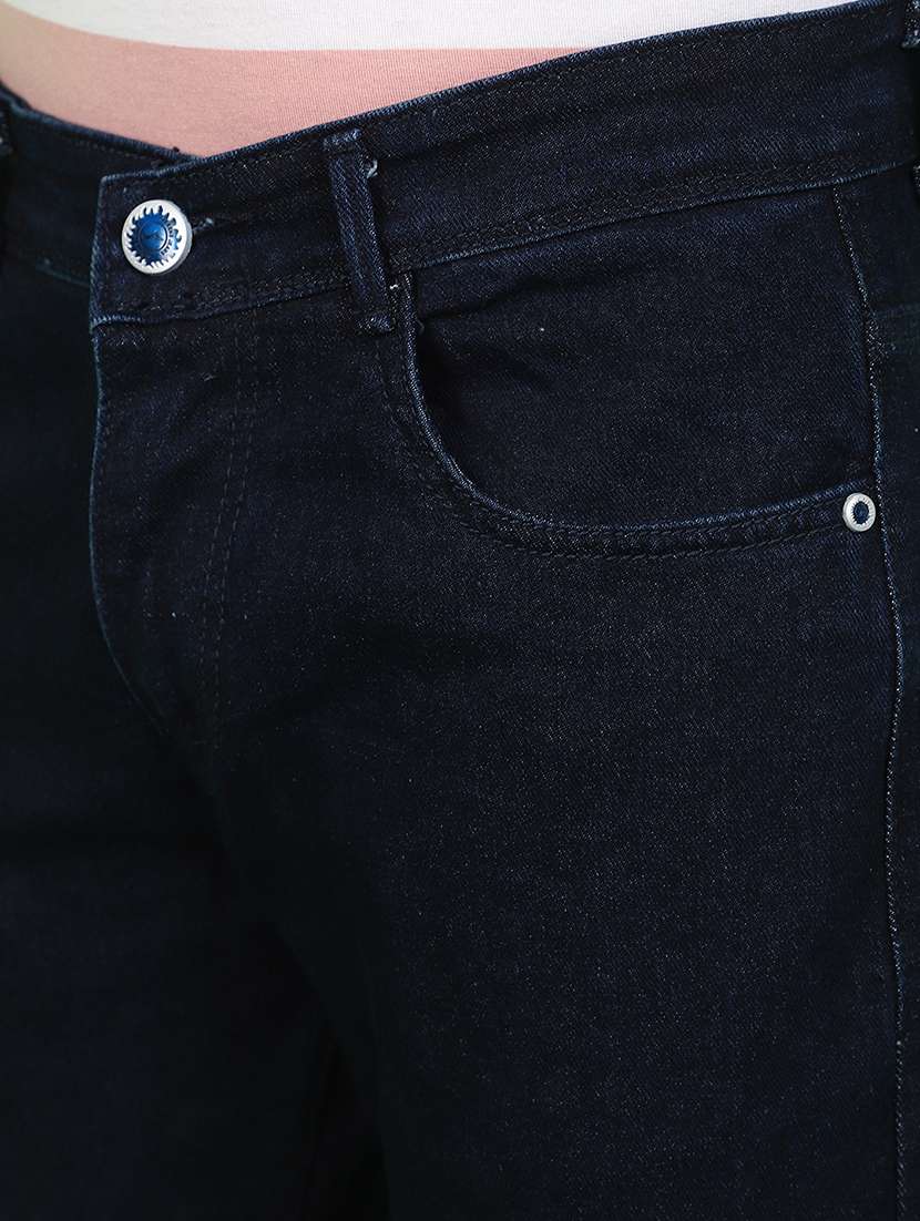 men solid navy blue slim fit jeans - 20948727 -  Standard Image - 5