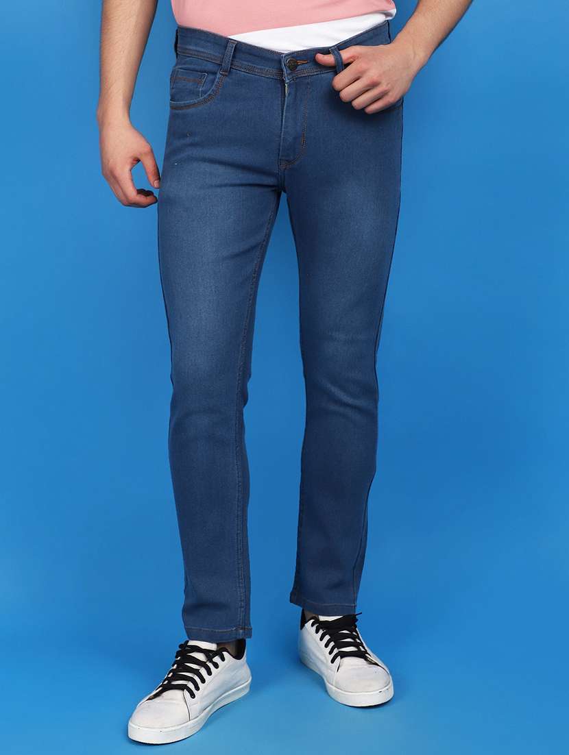 men mid rise washed denim jeans