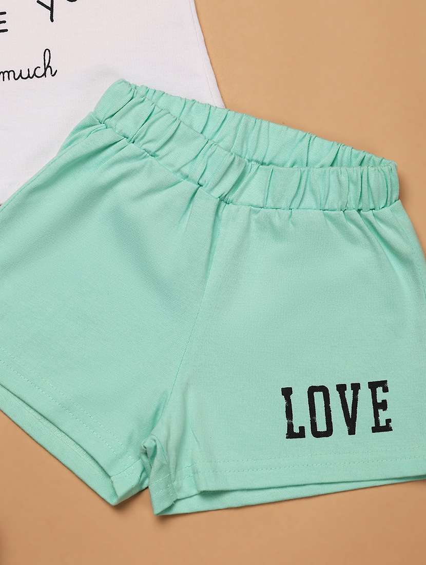 white printed detailed top & shorts set - 20948798 -  Standard Image - 3