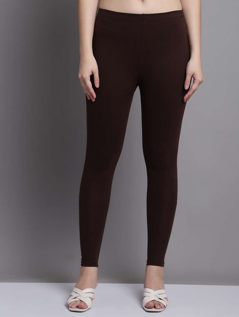 brown cotton lycra leggings