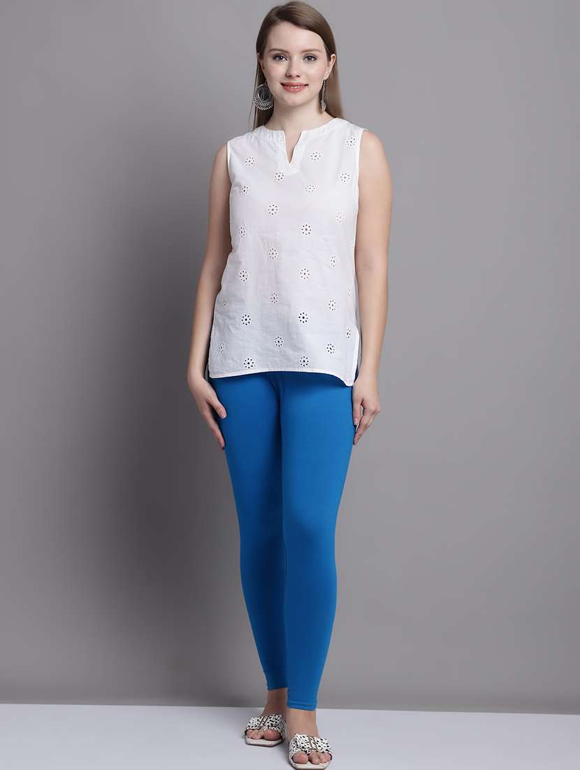 light blue cotton lycra leggings - 20948860 -  Standard Image - 3