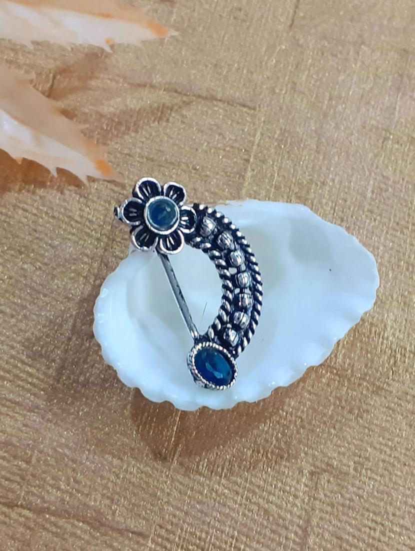 blue silver plated nose pin - 20948865 -  Zoom Image - 0