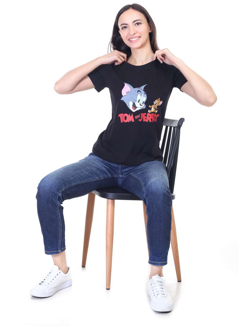 women round neck front printed t-shirt - 20949320 -  Standard Image - 3