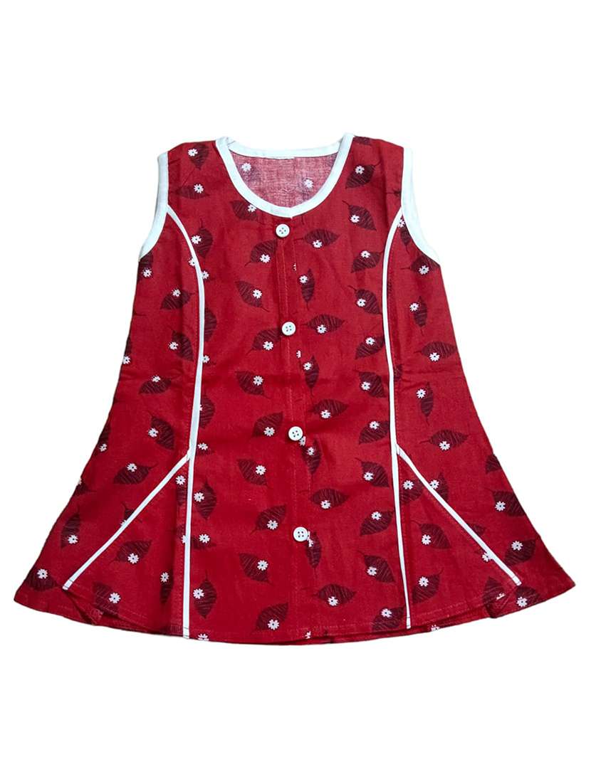 red printed cotton blend frock