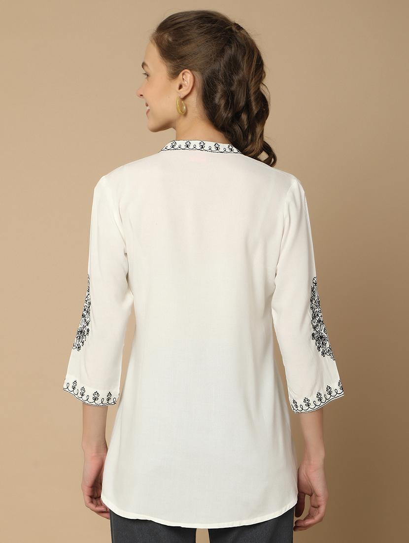 women embroidered mandarin neck tunic - 20951248 - Standard Image - 3