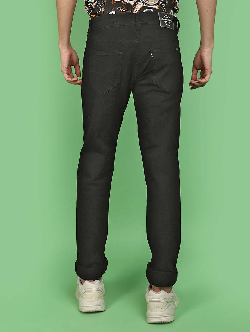 men solid black slim fit jeans - 20951267 -  Standard Image - 3