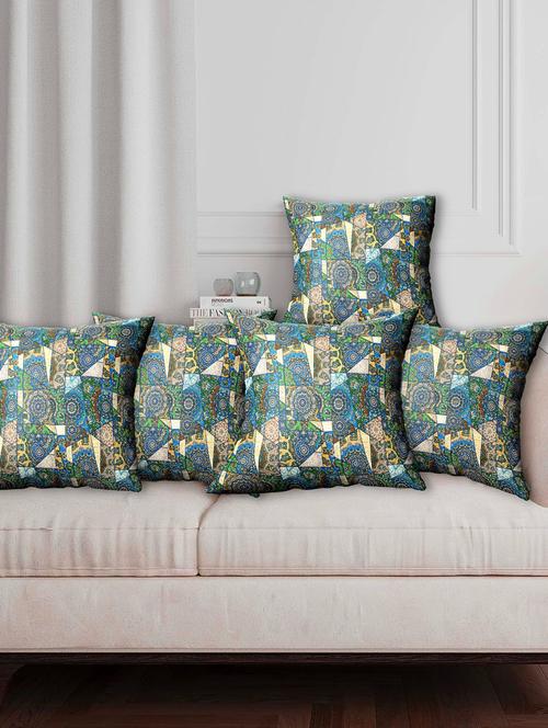 texstylers fancy stylish 16 x 16 inches jaipuri set of 5 pcs sofa cushion covers - 20951797 -  Standard Image - 0