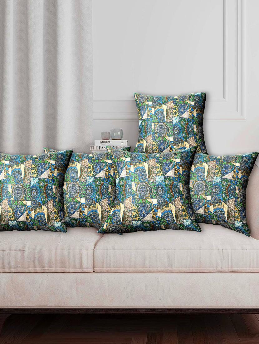 texstylers fancy stylish 16 x 16 inches jaipuri set of 5 pcs sofa cushion covers - 20951797 -  Zoom Image - 0