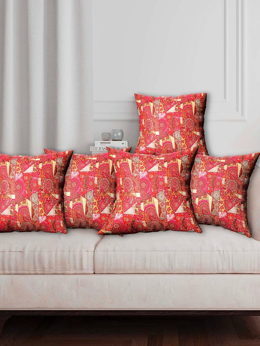 texstylers fancy stylish 16 x 16 inches jaipuri set of 5 pcs sofa cushion covers - 20951798 - Zoom Image - 0