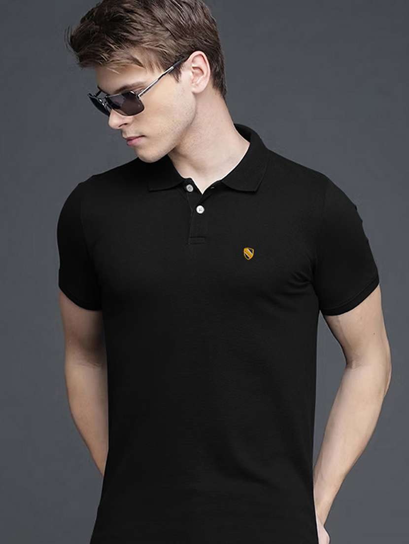 black cotton blend plain tshirt - 20952040 -  Standard Image - 3