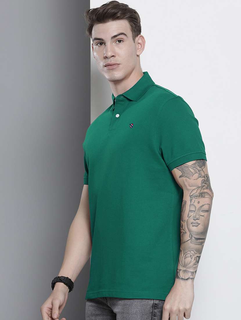 green cotton blend plain tshirt
