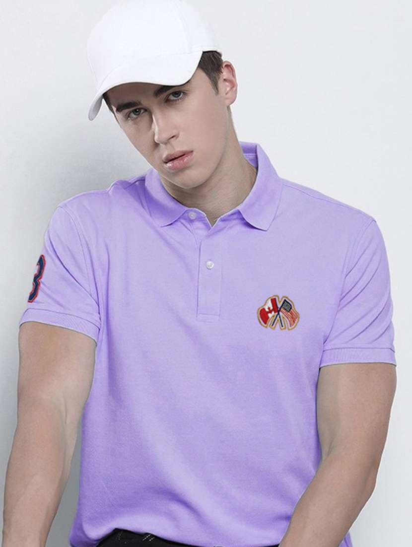 lavender cotton blend plain tshirt