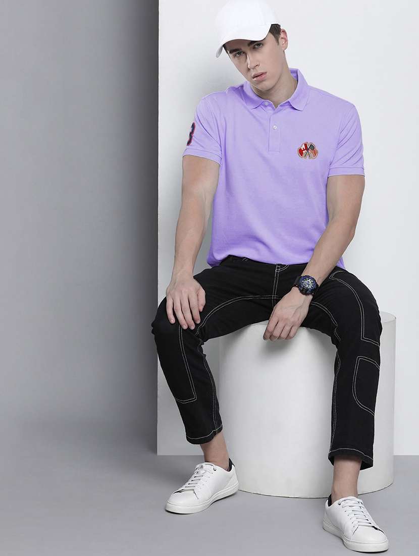 lavender cotton blend plain tshirt - 20952058 -  Standard Image - 3