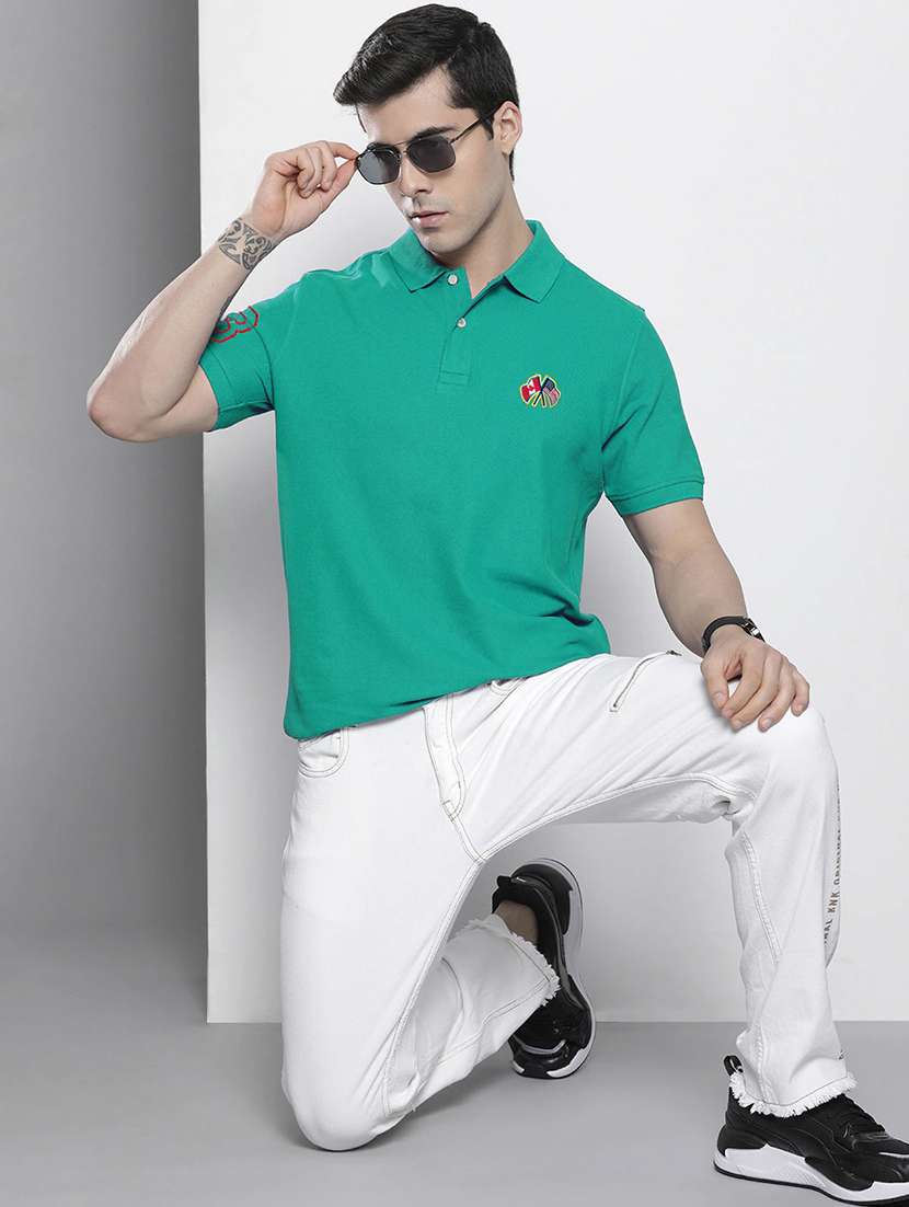 green cotton blend plain tshirt - 20952063 -  Standard Image - 3