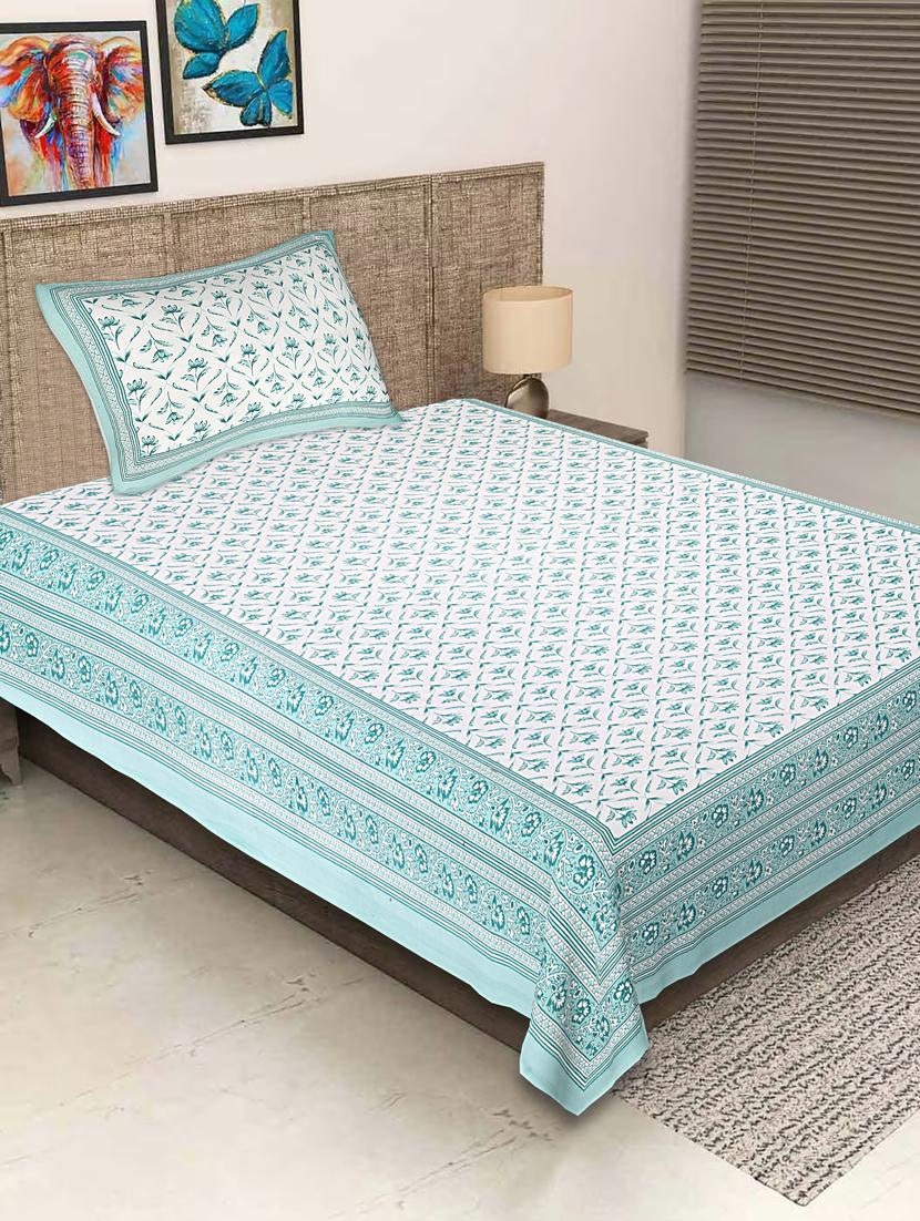 texstylers pure cotton printed single bedsheet with pillow cover - 20956514 - Zoom Image - 0