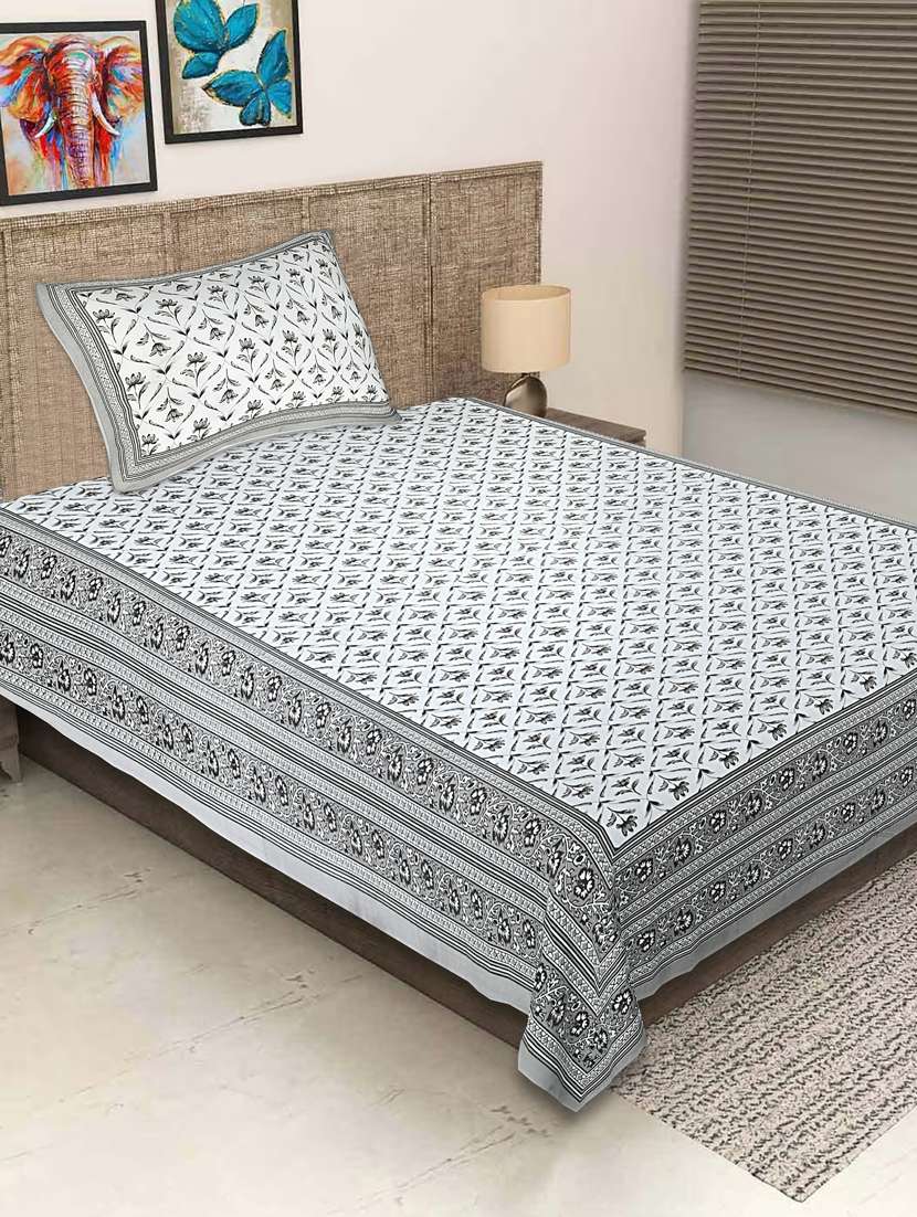texstylers pure cotton printed single bedsheet with pillow cover - 20956517 - Zoom Image - 0