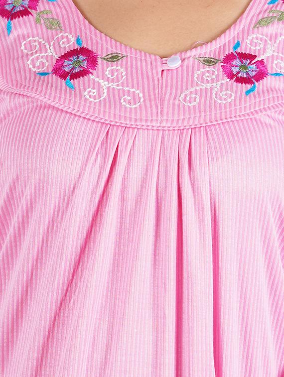 scoop neck embroidered nighty - 20957024 - Standard Image - 3
