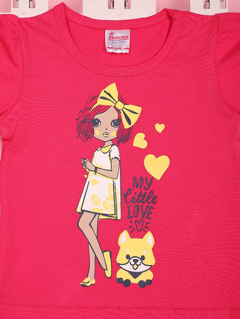 fuchsia pink printed detailed top & shorts set - 20957553 -  Standard Image - 3