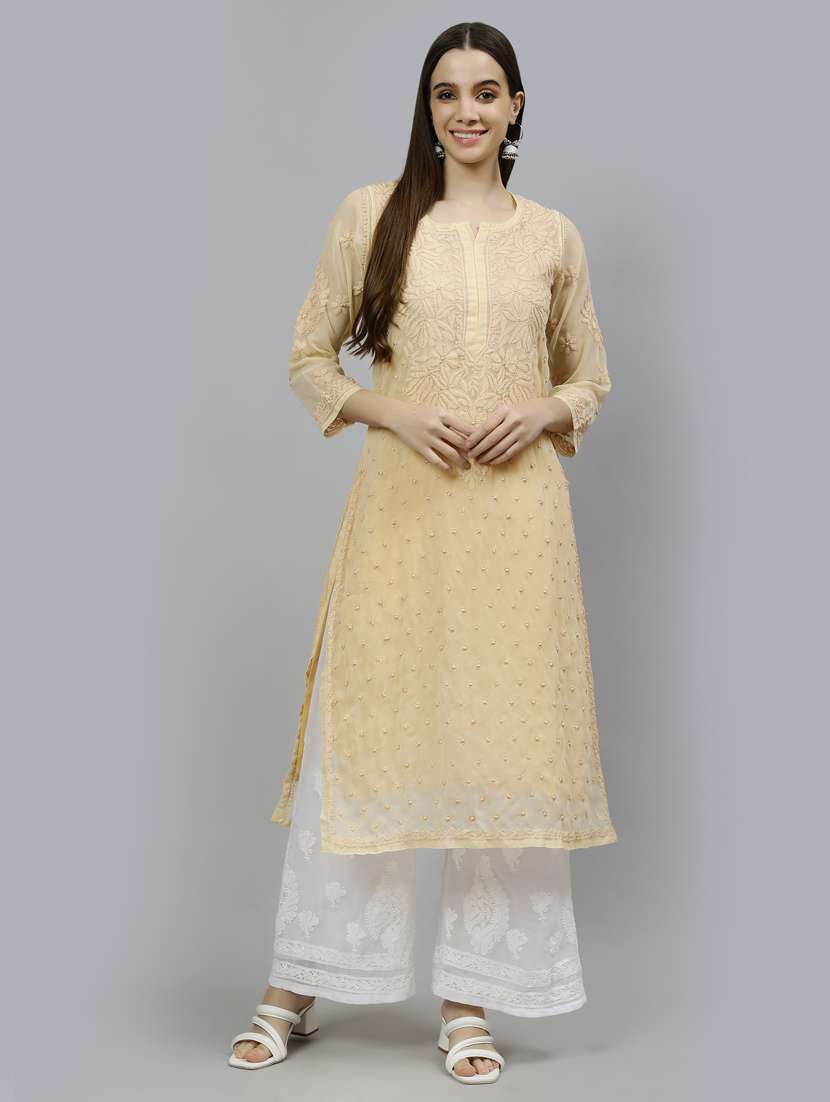 women three quarter sleeve straight kurta