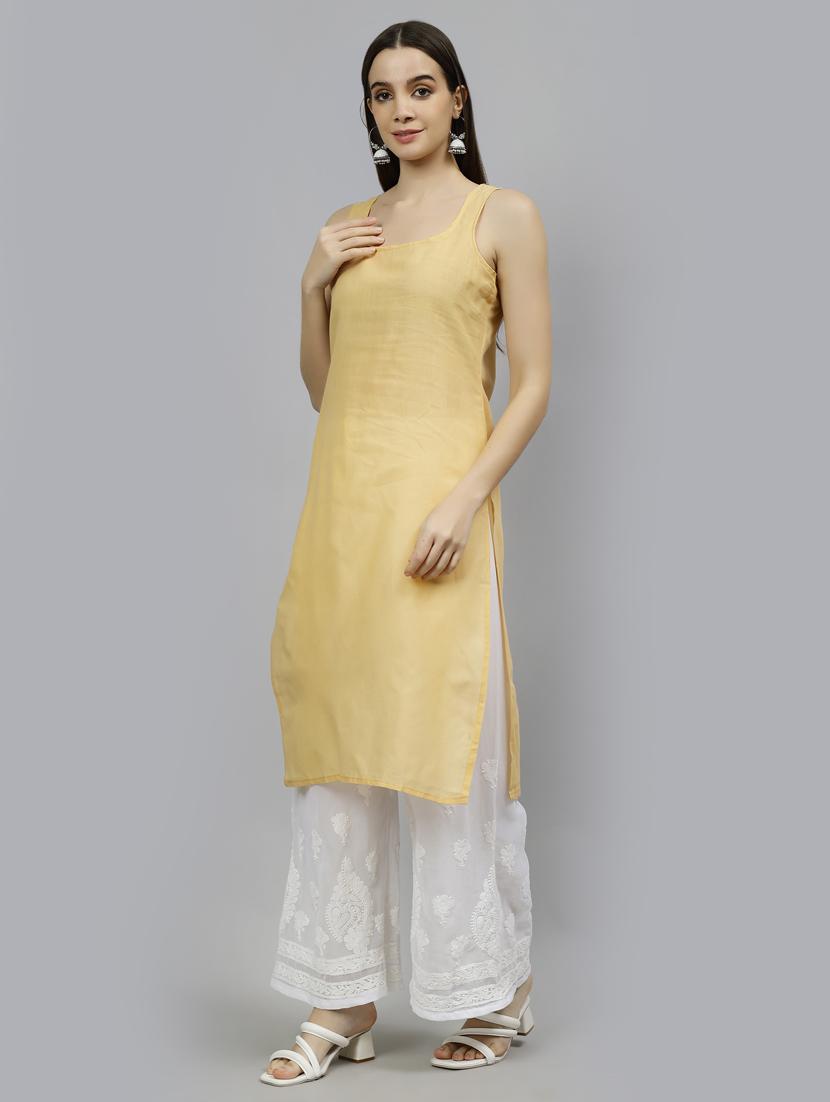 women three quarter sleeve straight kurta - 20957564 - Standard Image - 3