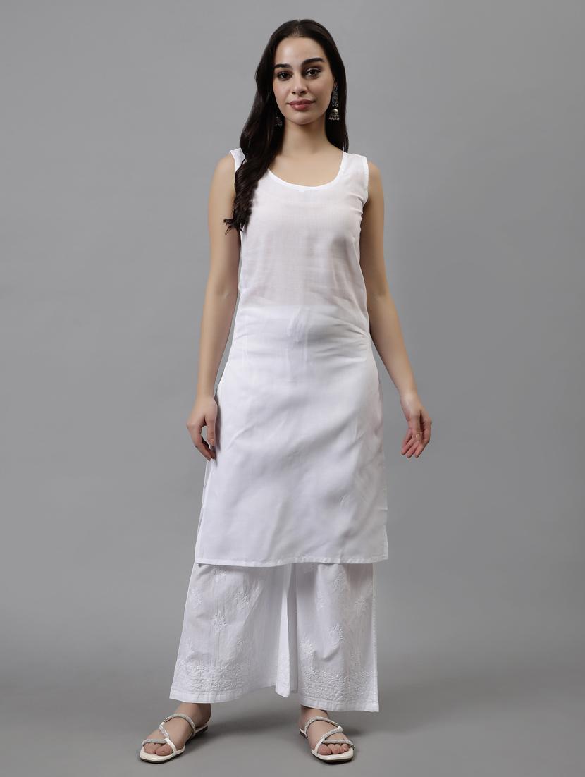 women three quarter sleeve straight kurta - 20957565 - Standard Image - 3